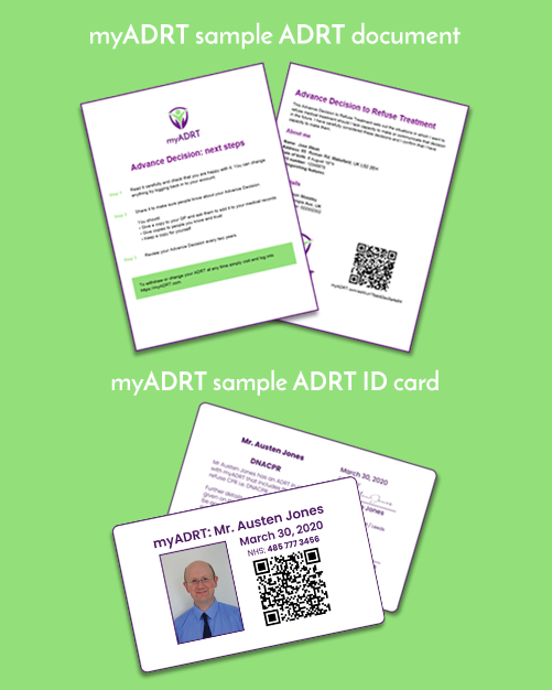Sample ADRT form and ADRT ID card